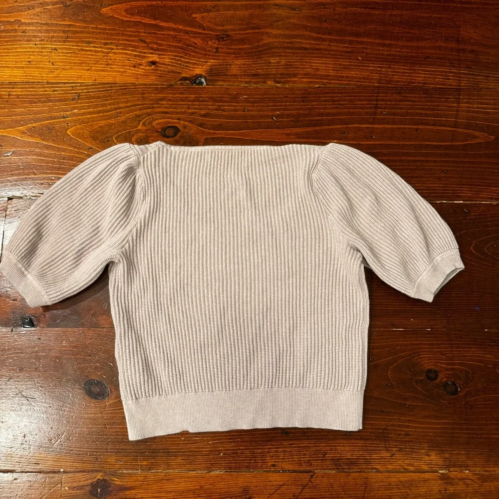 J. Crew Mauve Ribbed Knit Sweater. Cotton‎ Cashmere Blend. Bubble sleeve- Large